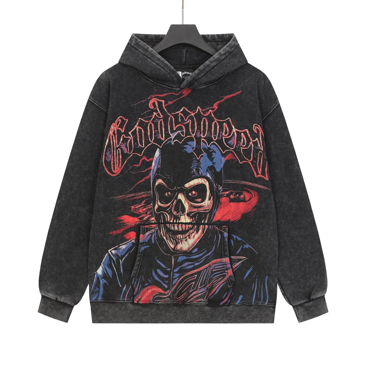 Godspeed Washed Skull Graphic Hoodie — front