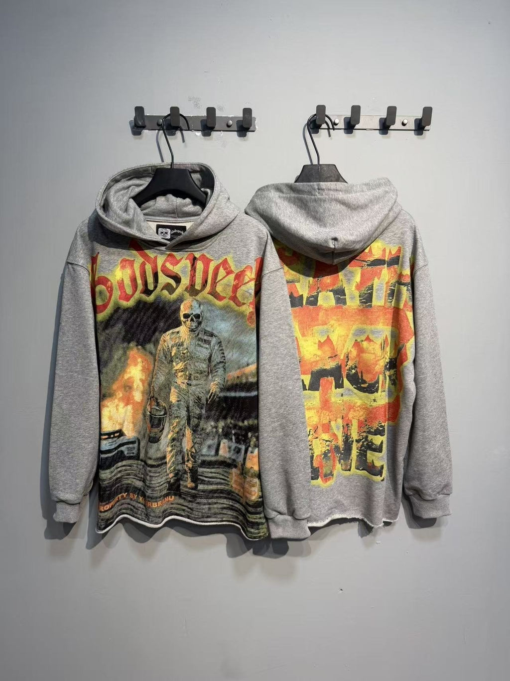 Godspeed Gray Racing Graphic Pullover Hoodie — context