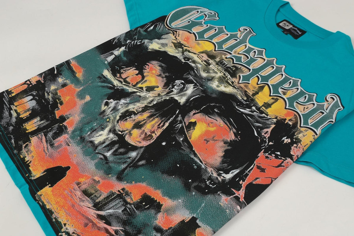 Godspeed Teal Skull Graphic Short-Sleeve T-Shirt — detail