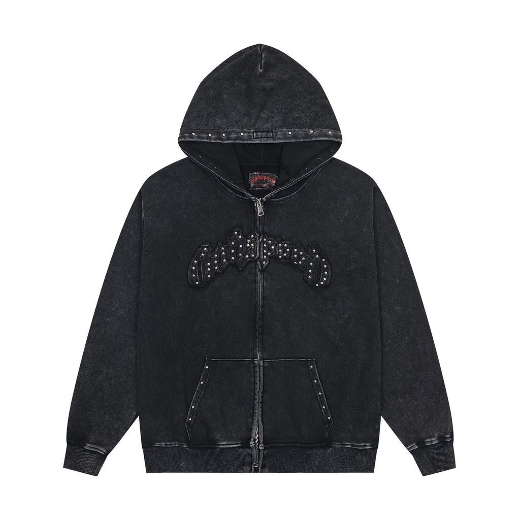Godspeed Rhinestone-Style Zip Hoodie — front