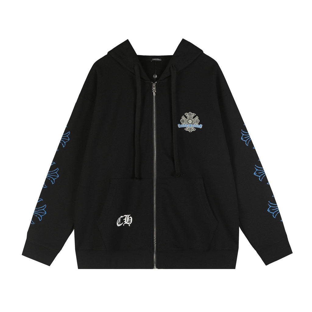 Chrome Hearts Blue Sanskrit Cross Zip Hoodie — hero