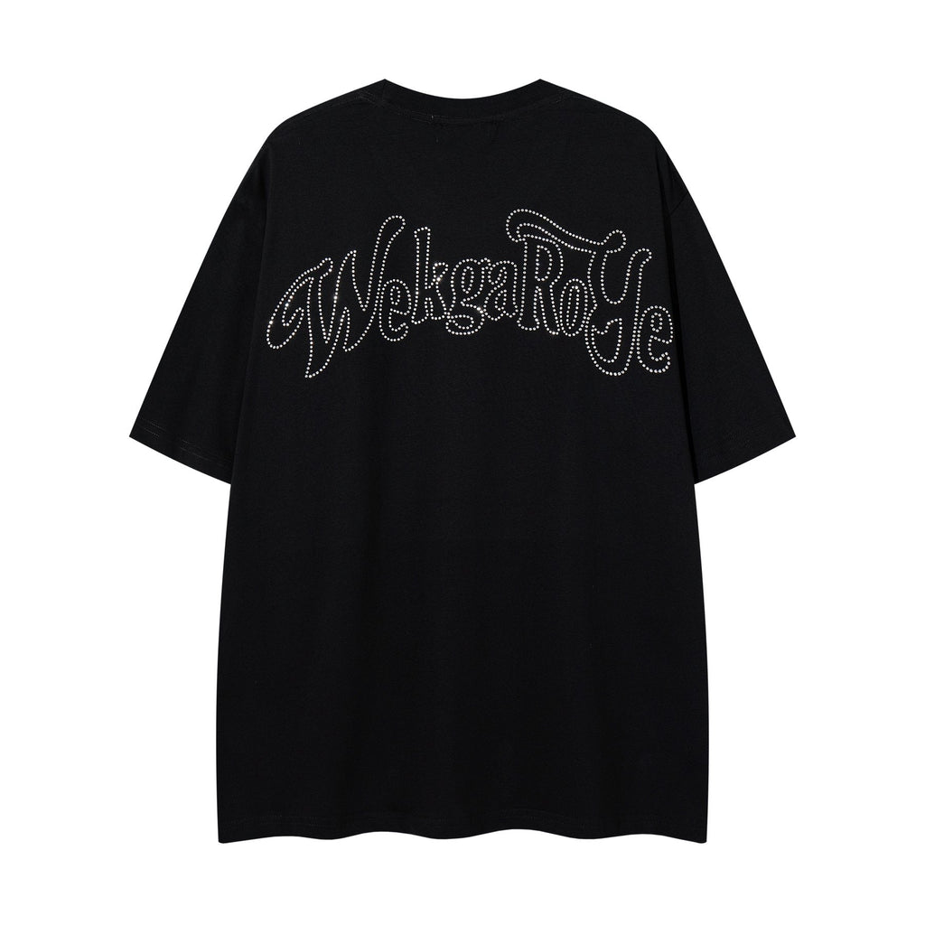 MAJESTIK Rhinestone Distressed Graphic T-Shirt — back